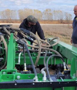 Exapta employee giving a free inspection of a drill.